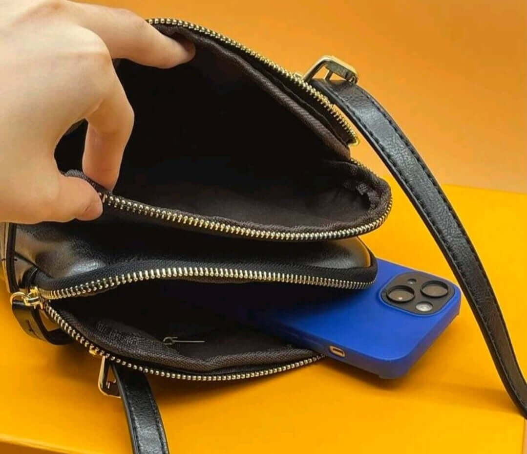 luxury black square leather shoulder bag