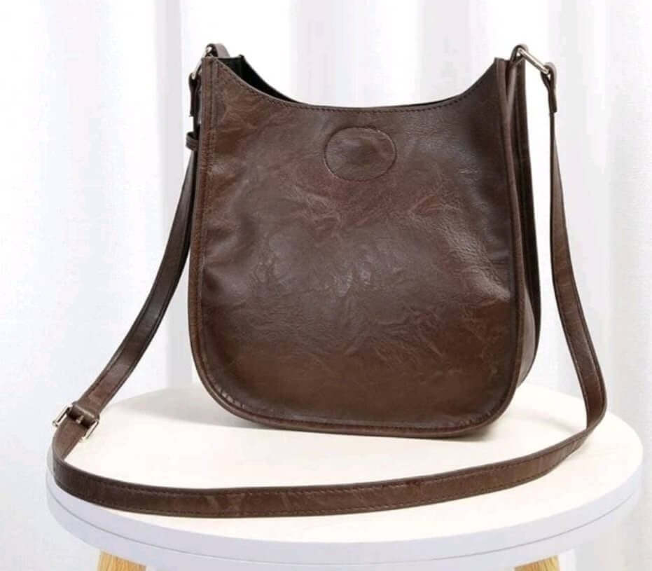 quirky luxury dark brown leather shoulder bag