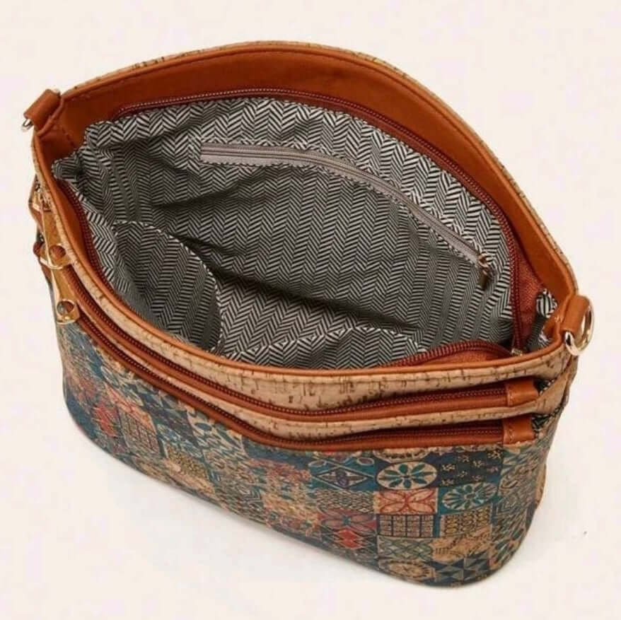 tan leather multi colour shoulder bag