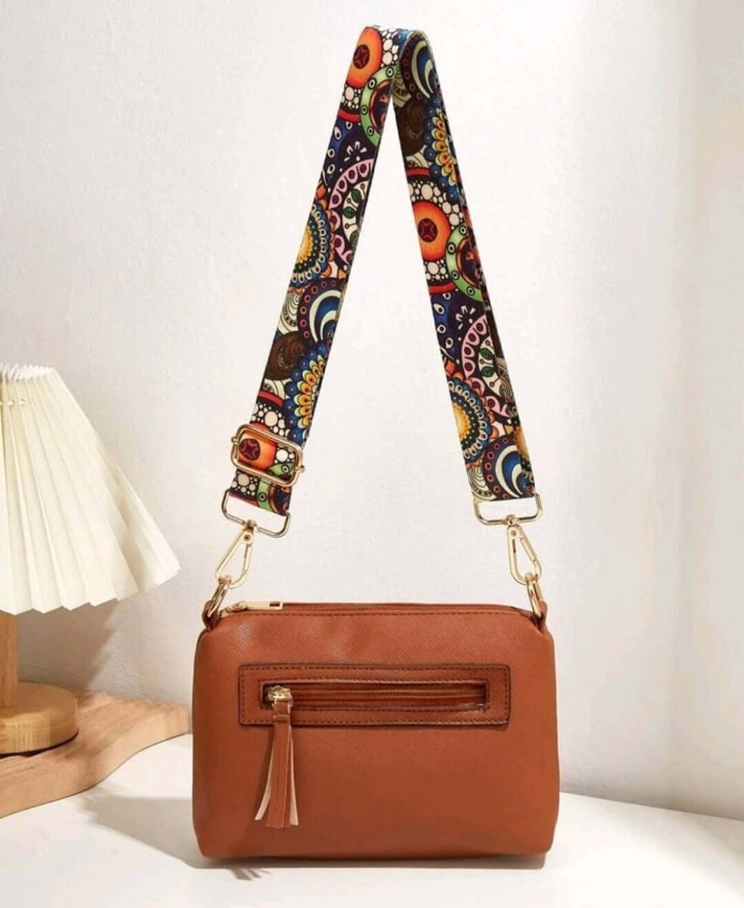 luxury tan leather quirky shoulder bag