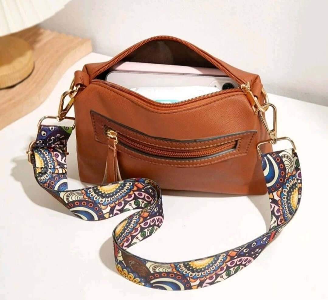 luxury tan leather quirky shoulder bag