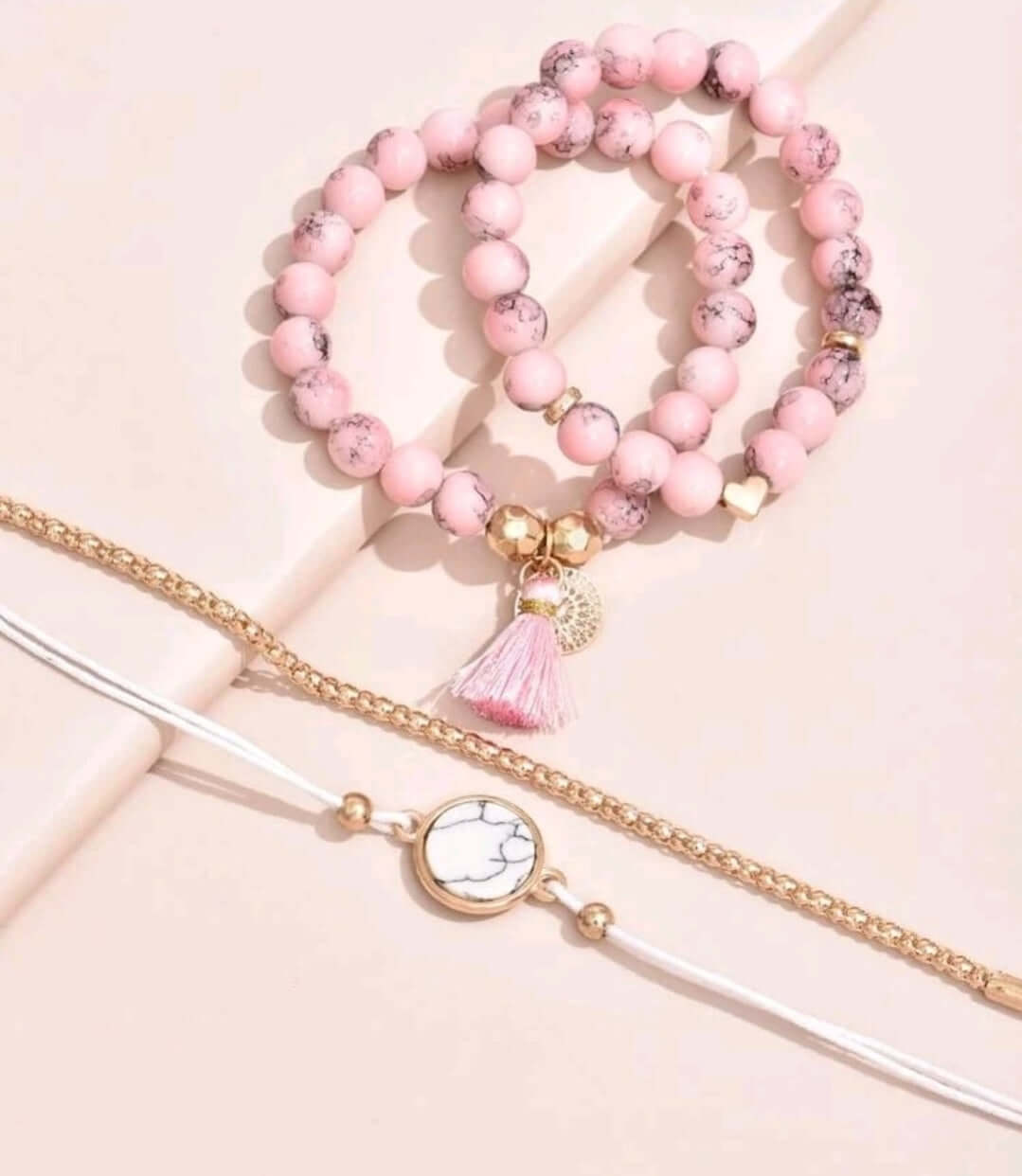 ladies set of 4 pink minimalist bracelets