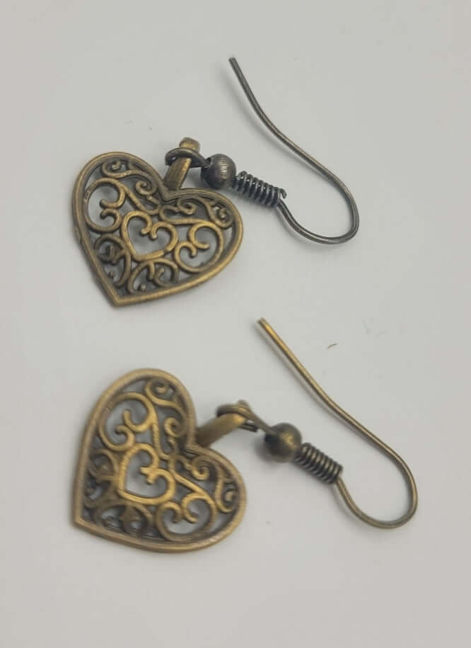 Jewellery Set - Bronze Filigree heart drop