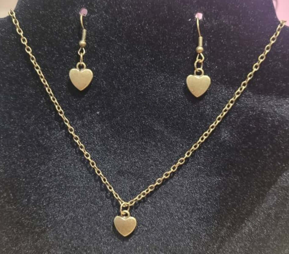 Jewellery Set - Bronze heart drop