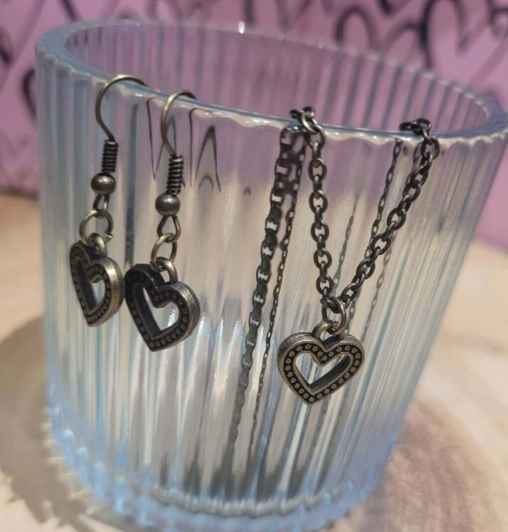 Jewellery Set - Bronze heart drop