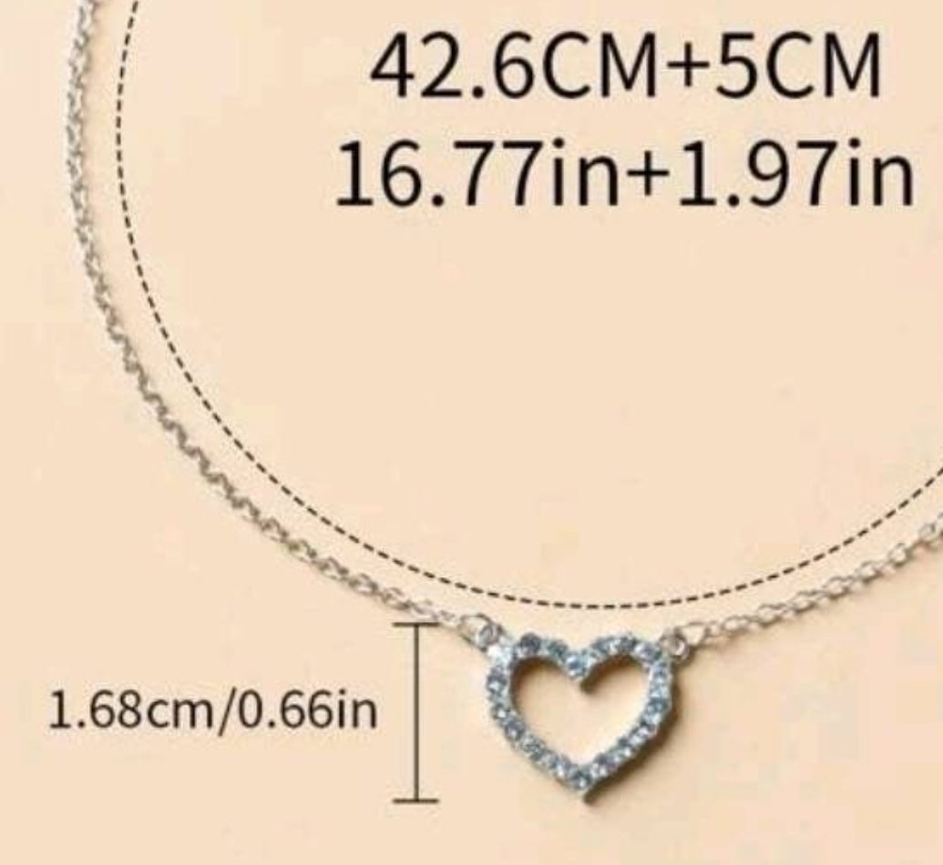 NECKLACE - glitzy silver heart