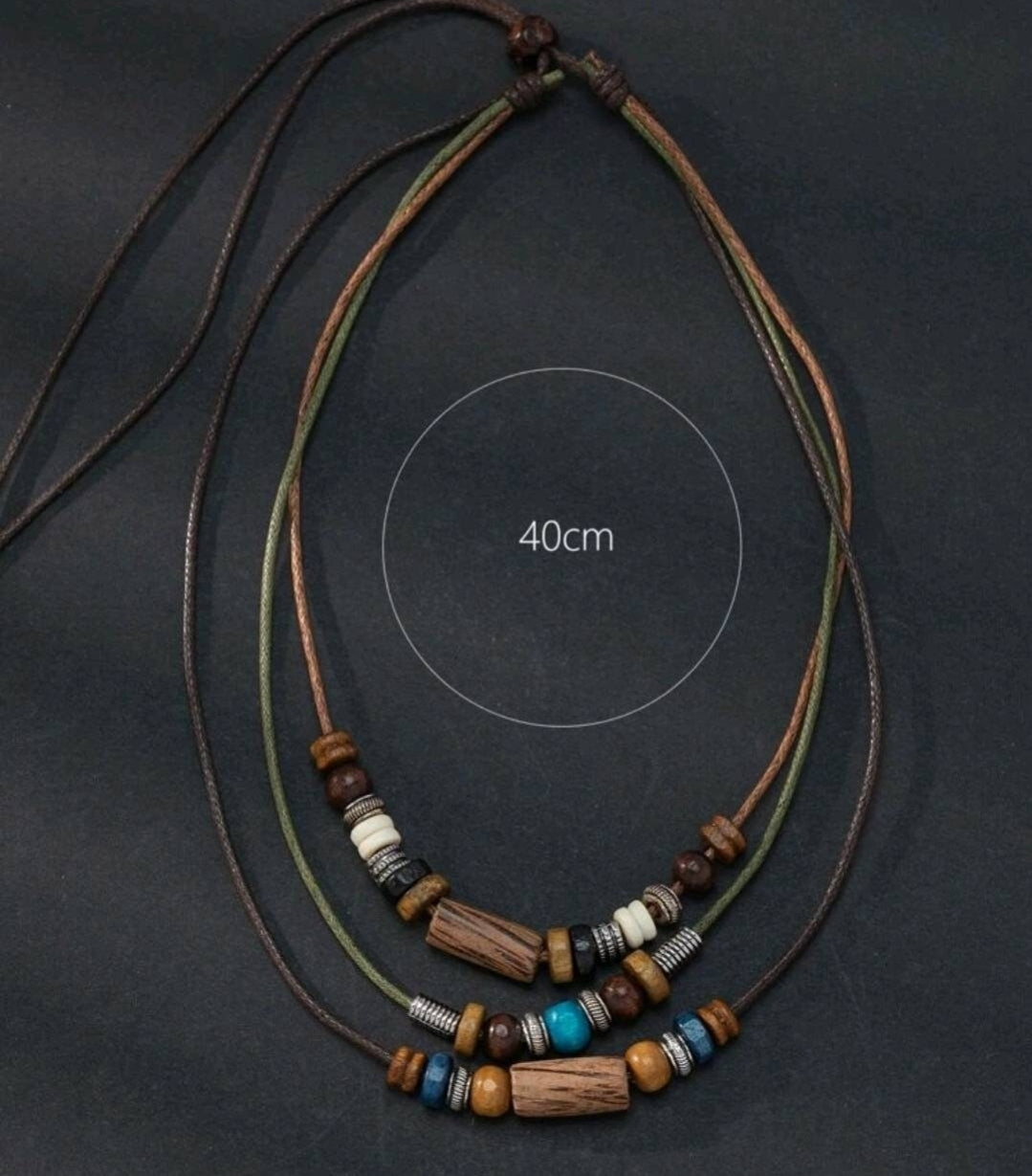 Necklace - Triple layer beaded