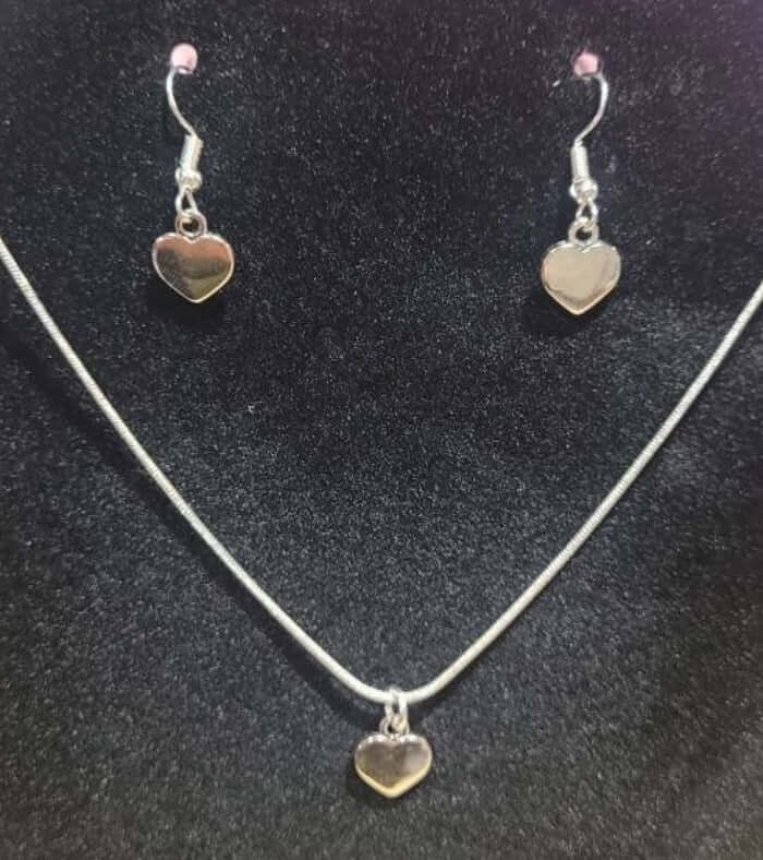 Jewellery Set - Silver heart drop earrings