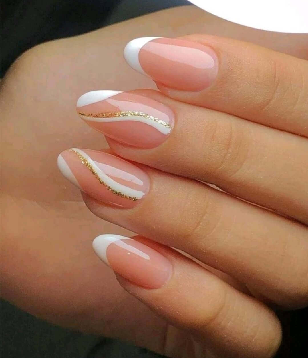 orange gold false nails