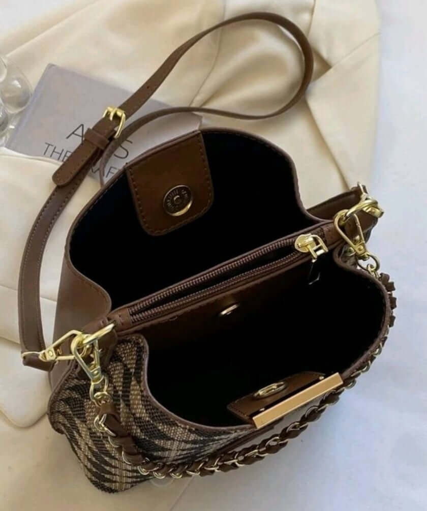 quirky two tone geo fabric tote shoulder bag