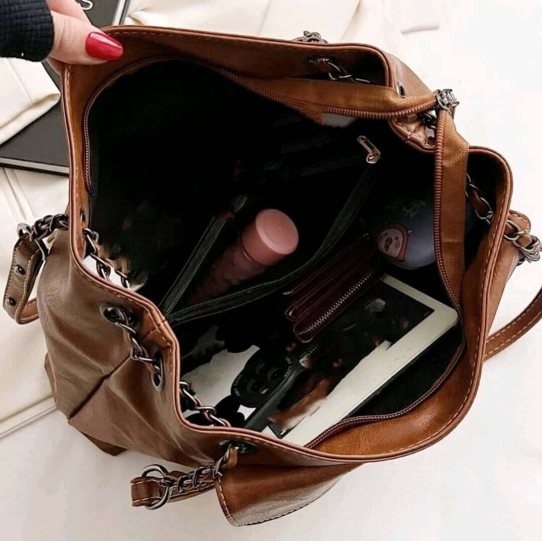 luxury tan leather quirky shoulder bag