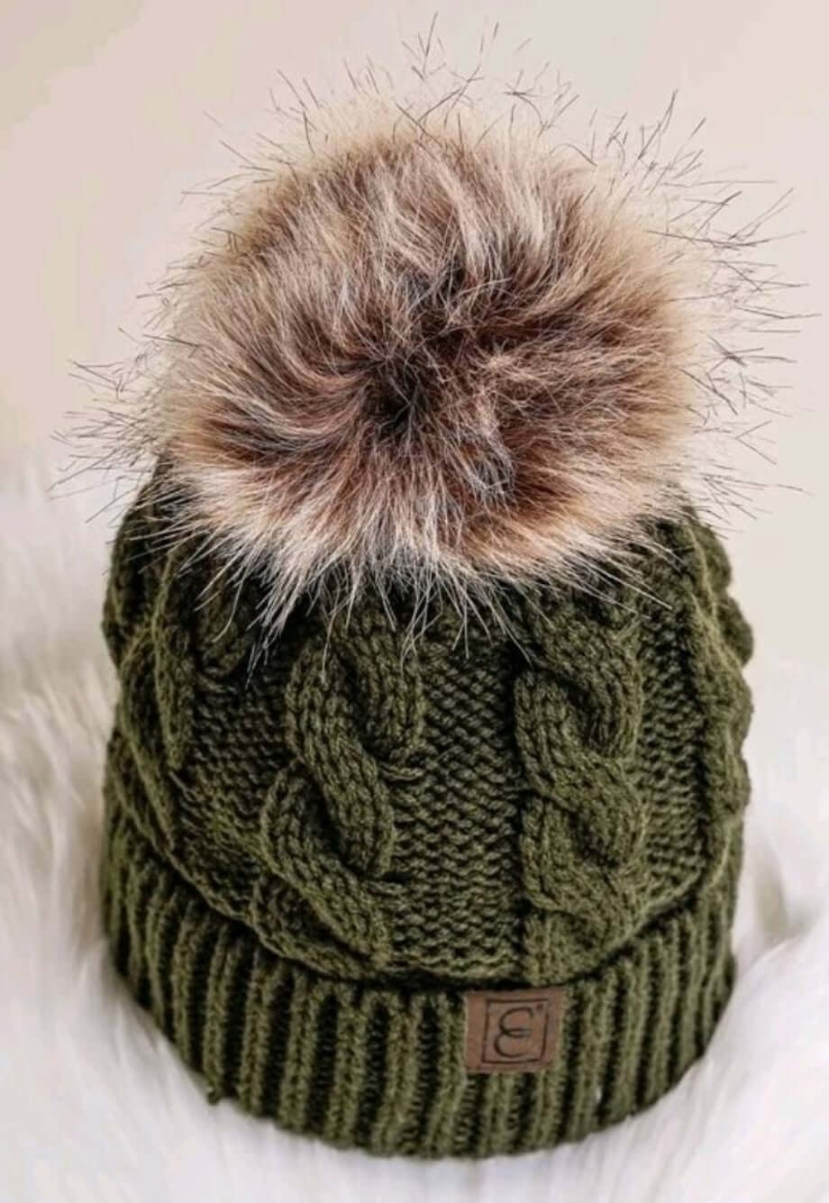 unisex armygreen pompom beanie