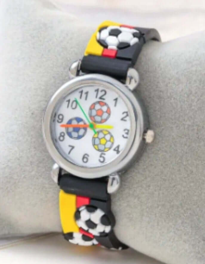 Child's jewellery black yellow football watch silicone
