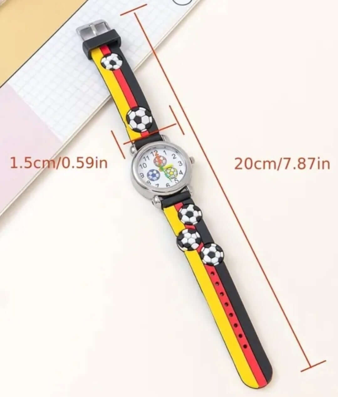 Child's jewellery black yellow football watch silicone