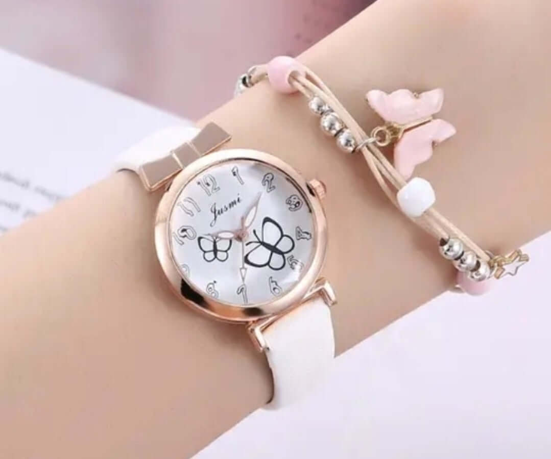 Child's jewellery pink white silicone watch set