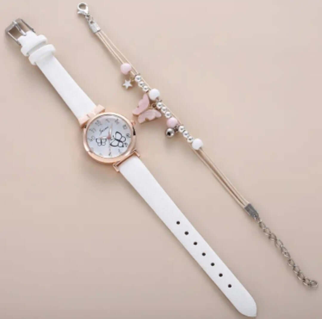 Child's jewellery pink white silicone watch set