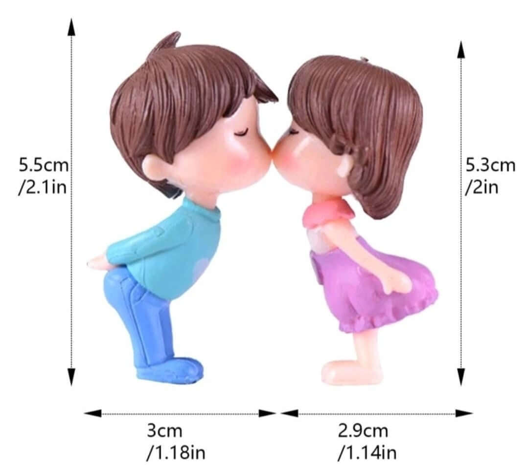 cute couple kissing resin cake topper
