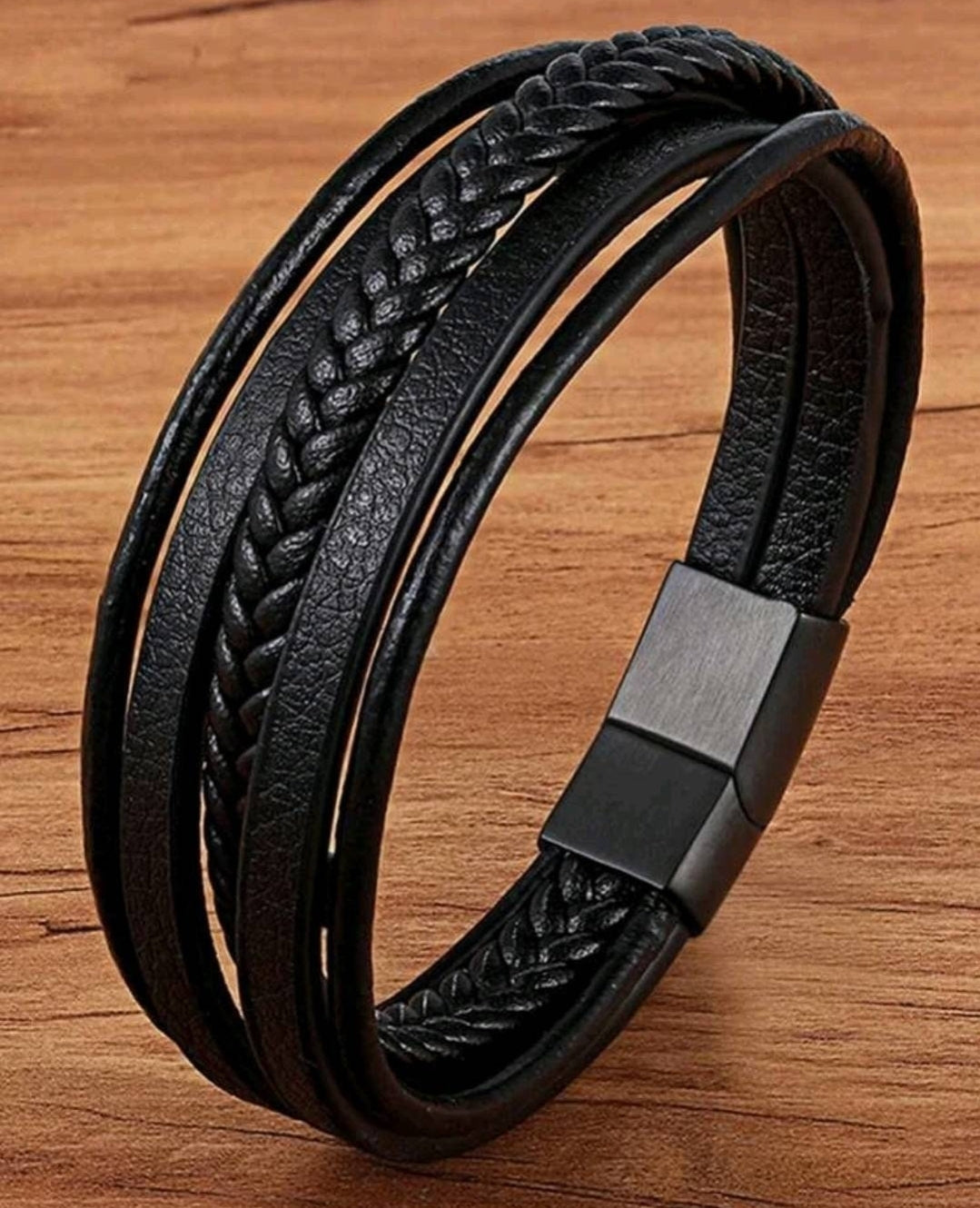 Unisex Jewellery - black layered braided bracelet