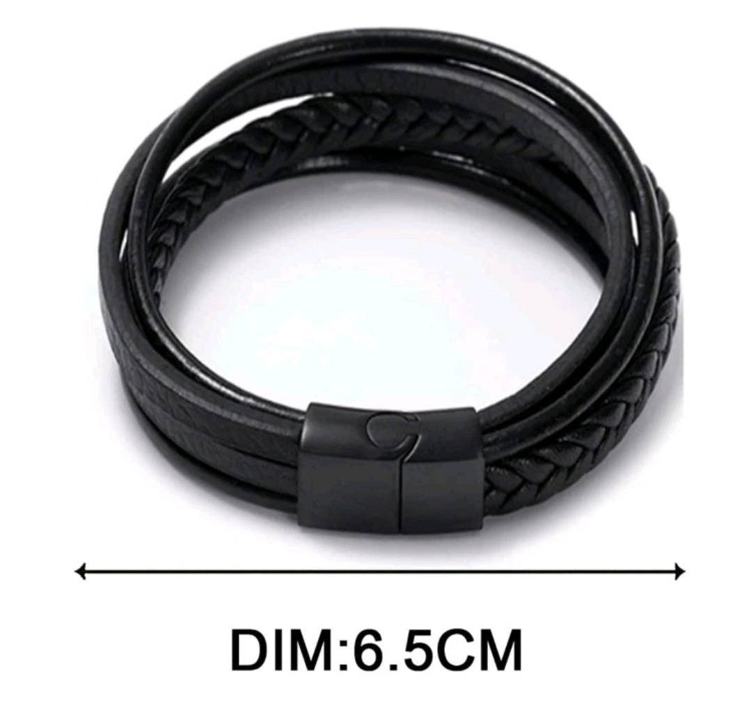 Unisex Jewellery - black layered braided bracelet