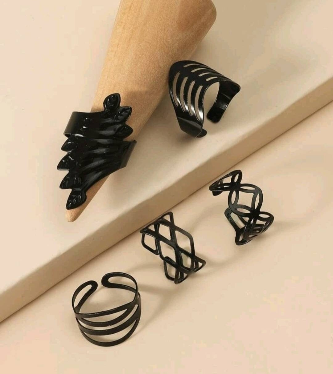 Rings Set (adjustable) - black (5)