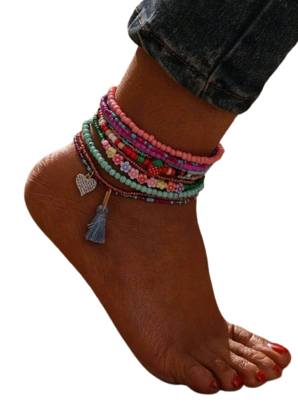 Jewellery - anklet set - bright beaded (12)