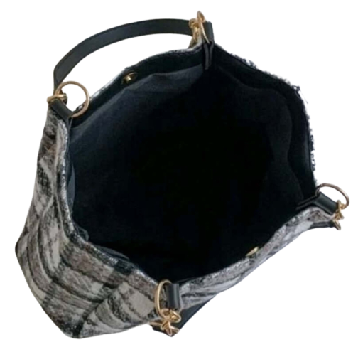 Bag - Shoulder - black tones plaid