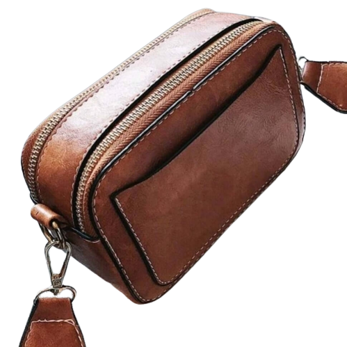 Bag - Shoulder - brown leather fabric strap