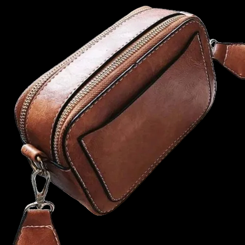 Bag - Shoulder - brown leather fabric strap
