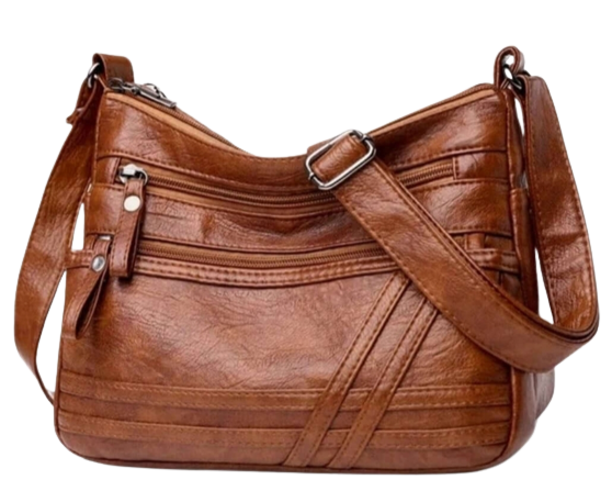 Bag - Shoulder - brown multi zip leather