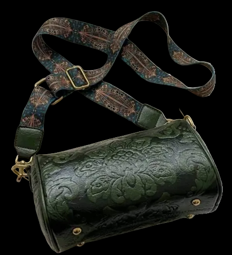 Bag - Shoulder - embossed green leather