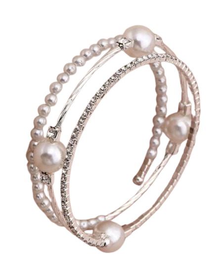 Jewellery - Bracelet - Faux Pearl diamante silver