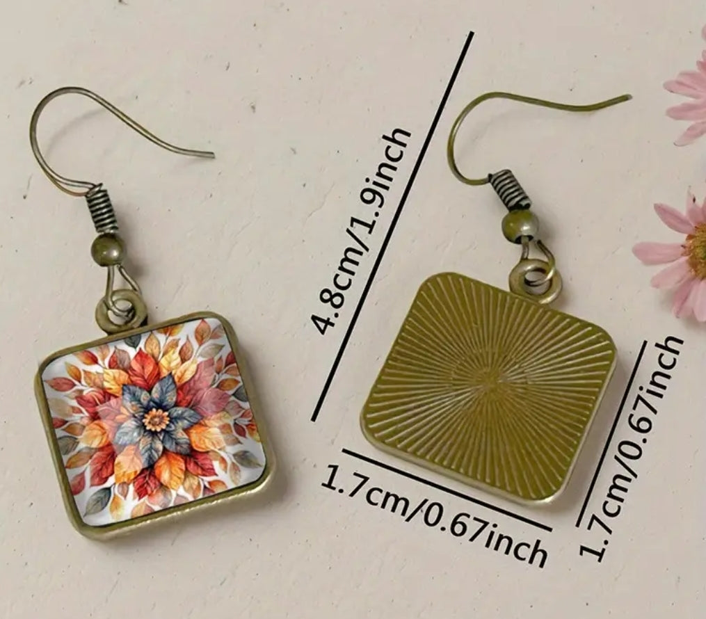 Jewellery - earrings - drop - stunning autumn leaf glass drop