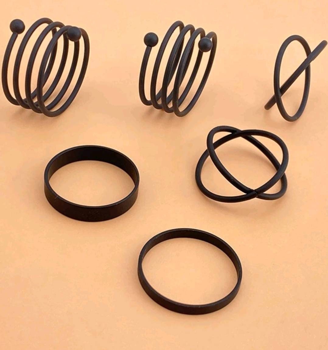 Rings Set (J-P + M-N) - black (6)