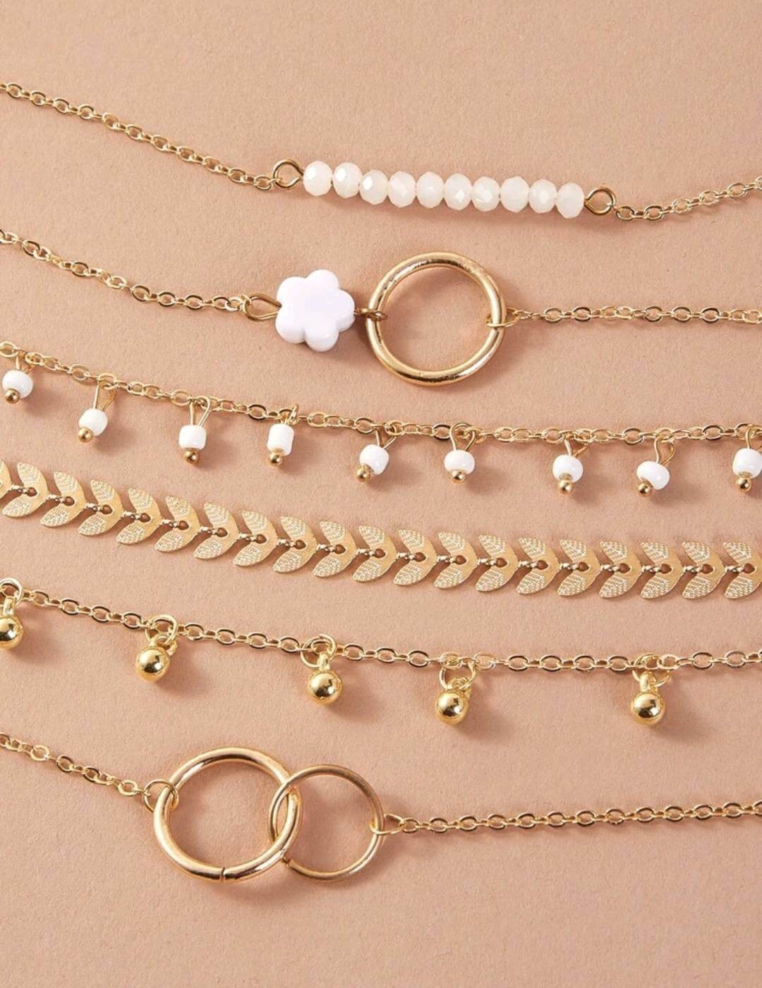 Gold floral bracelet set 6