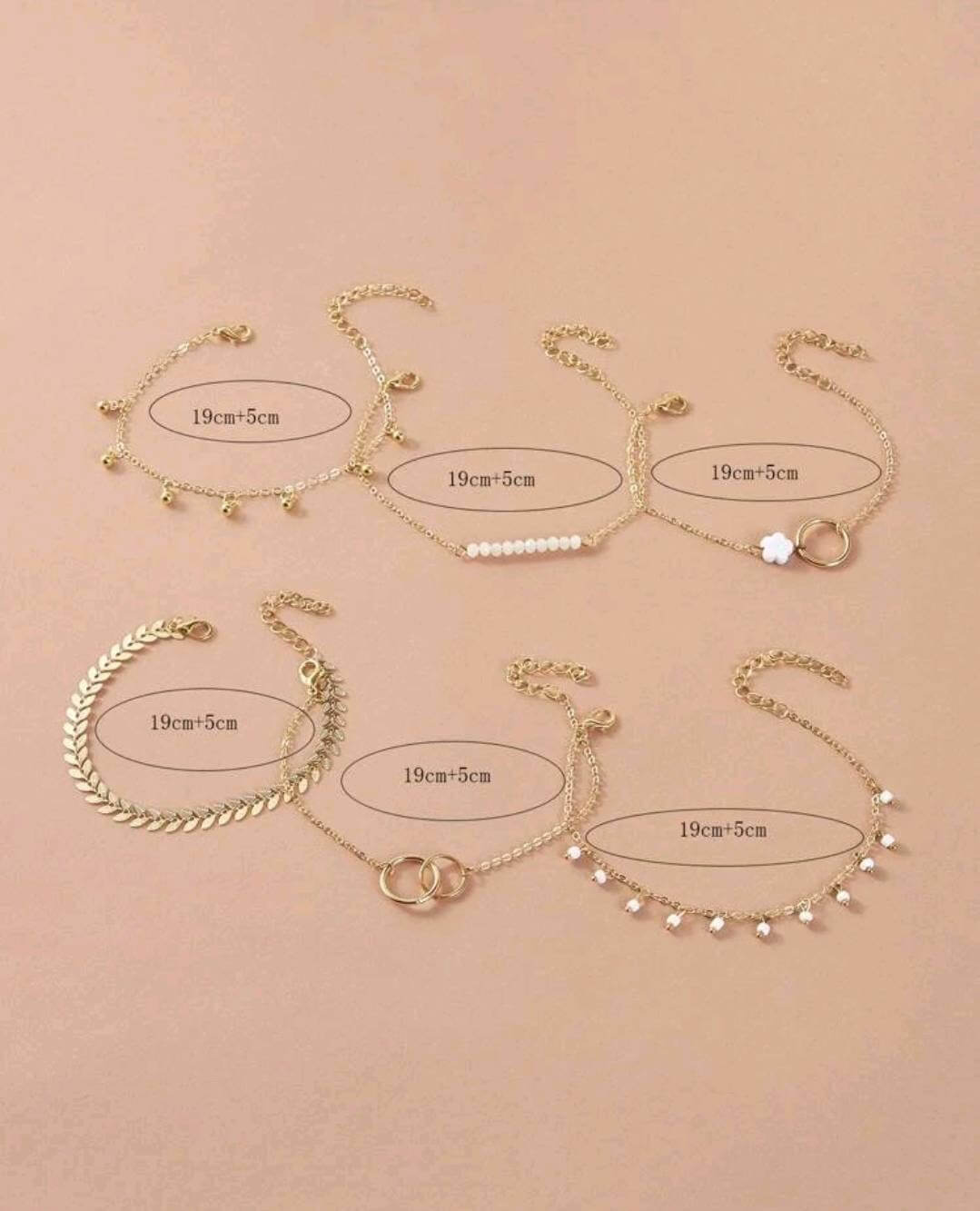 Gold floral bracelet set 6