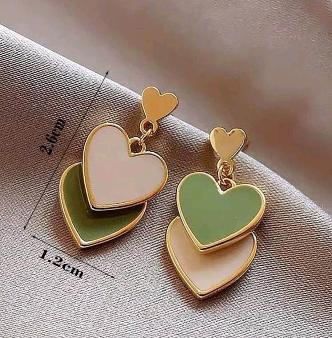 Earrings - gold + green drop