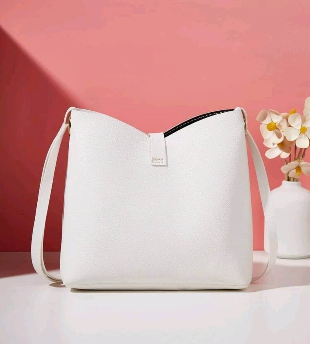 quirky floral white leather shoulder bag