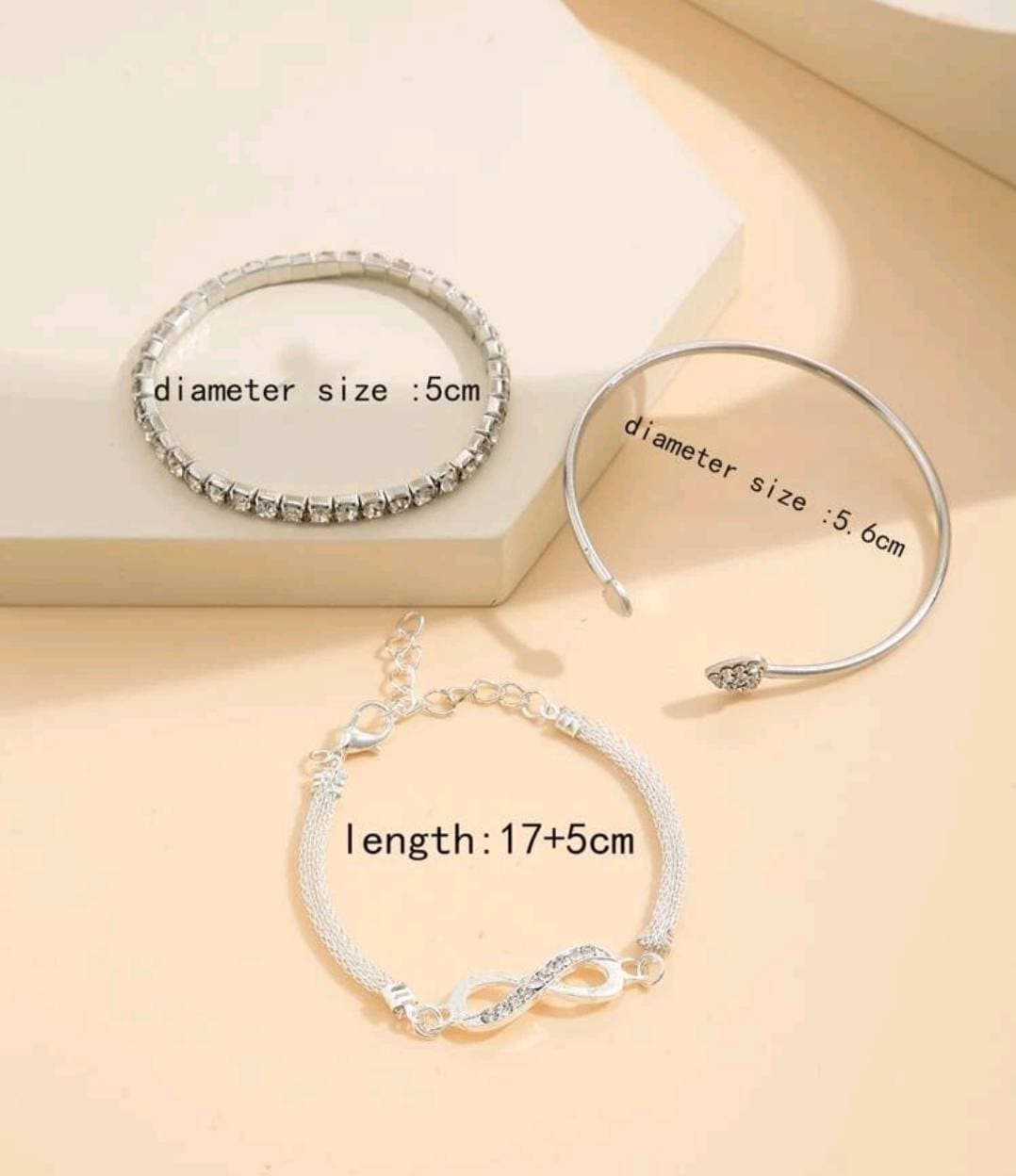 infinity silver bracelet set