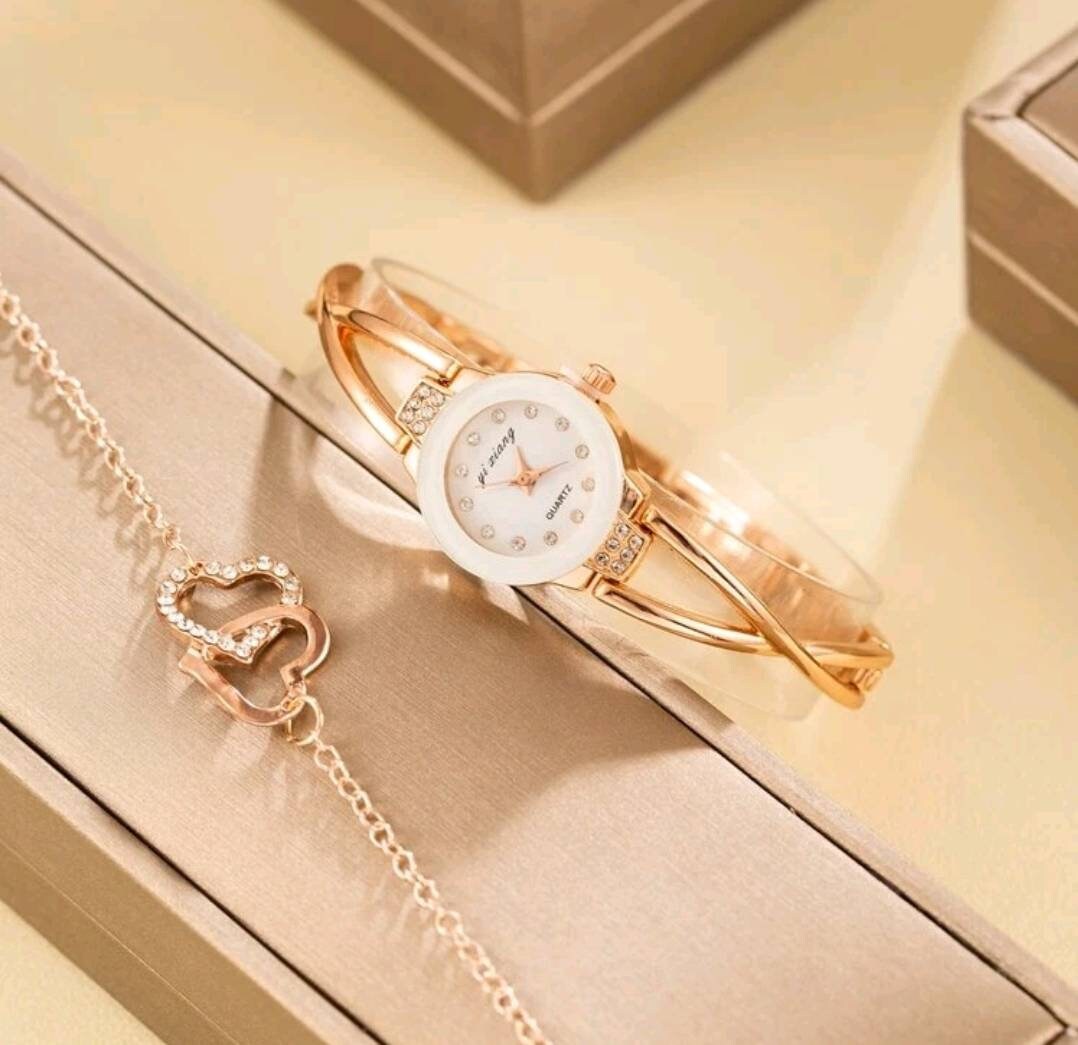 Watch - rose gold Quartz watch and bracelet set