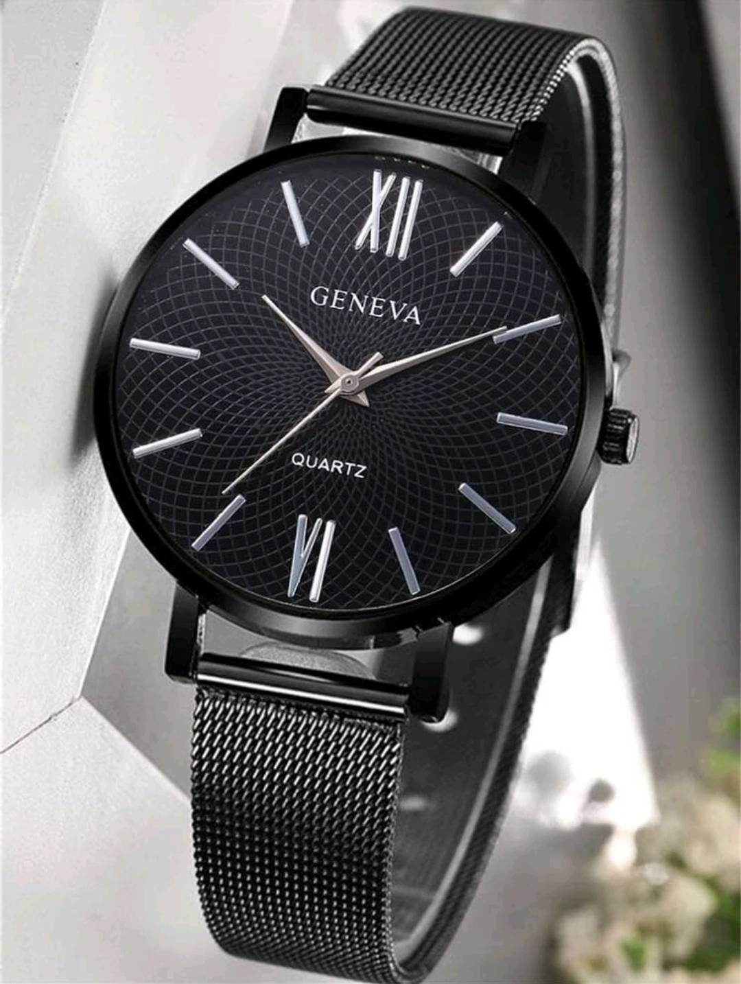 Watch - black stainless steel mesh quartz