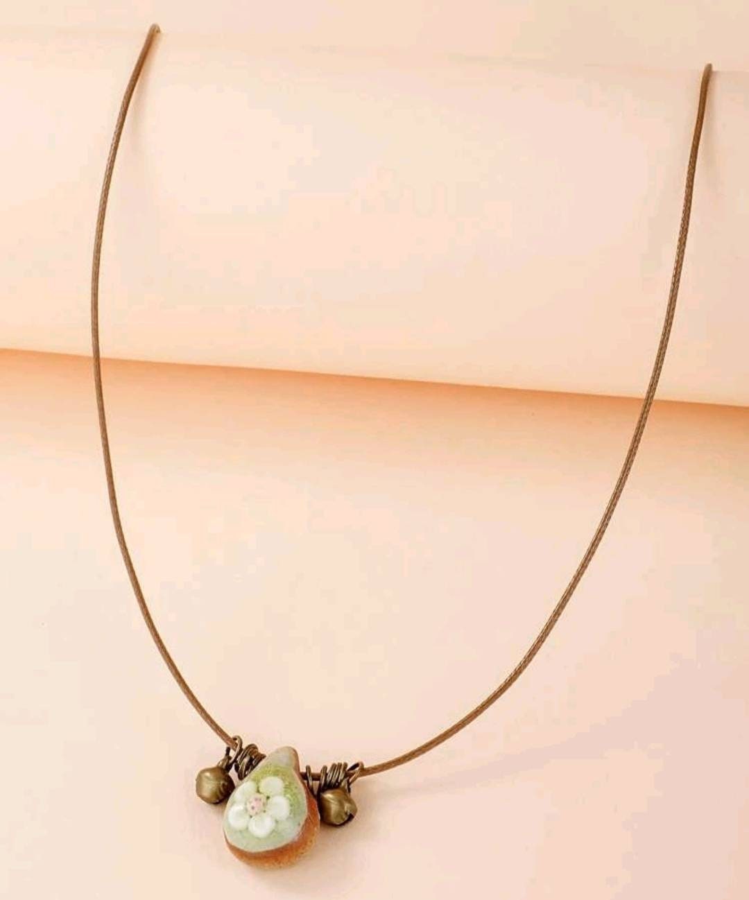 Necklace - floral stone charm