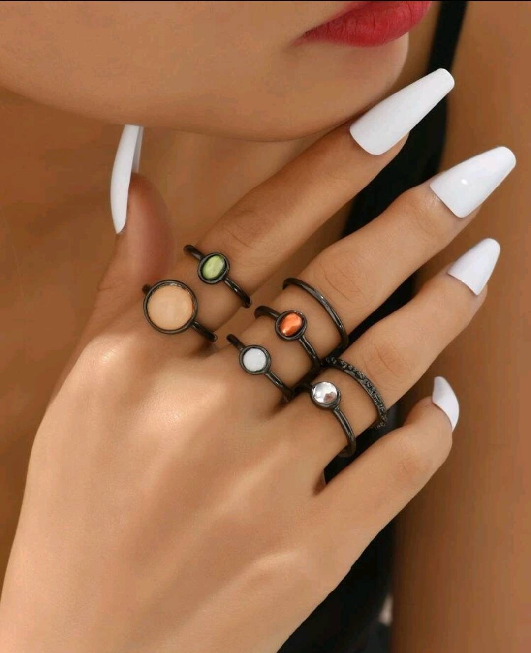 Rings Set - gun metal stackable (8)