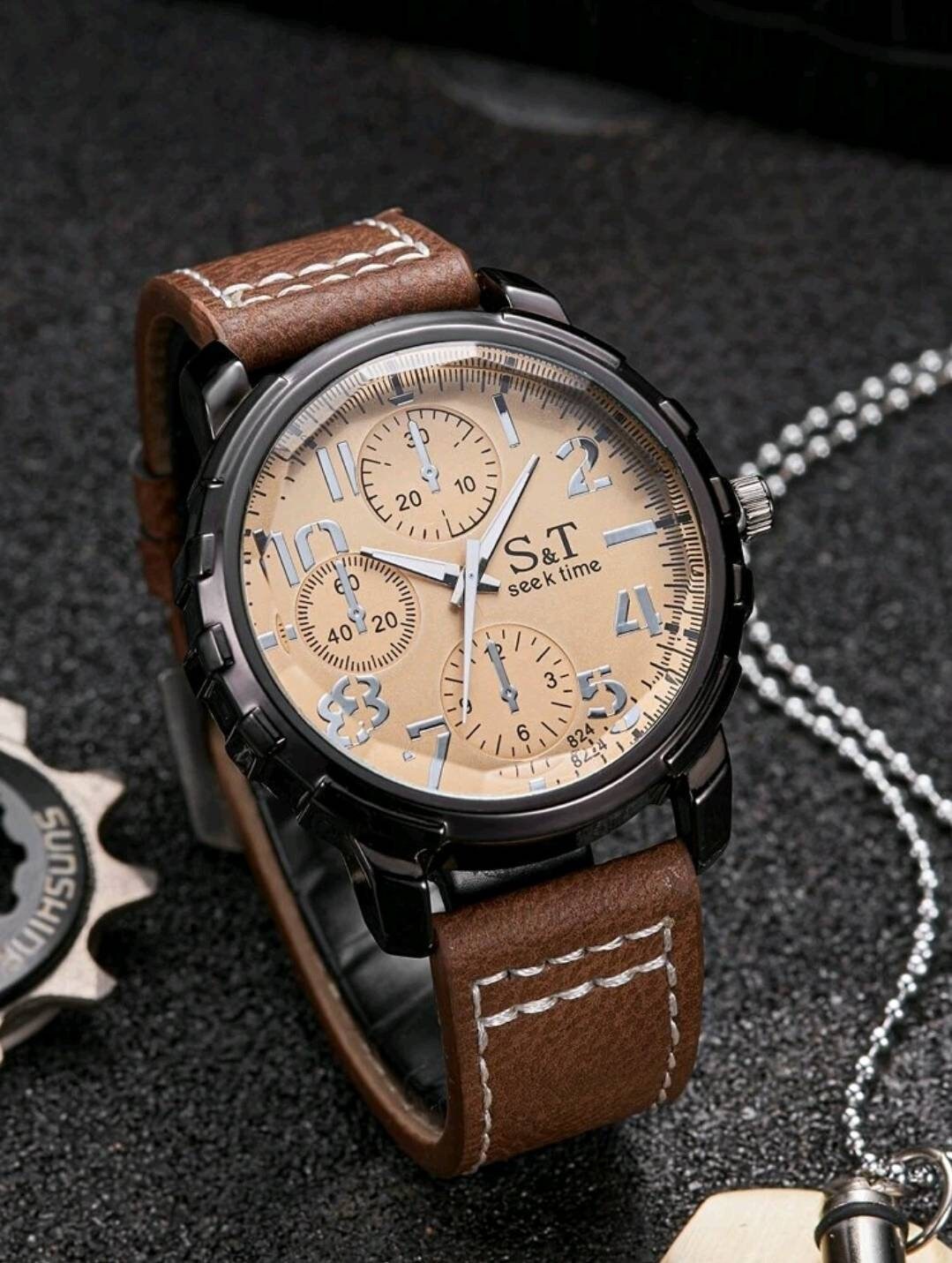 Watch - black brown quartz