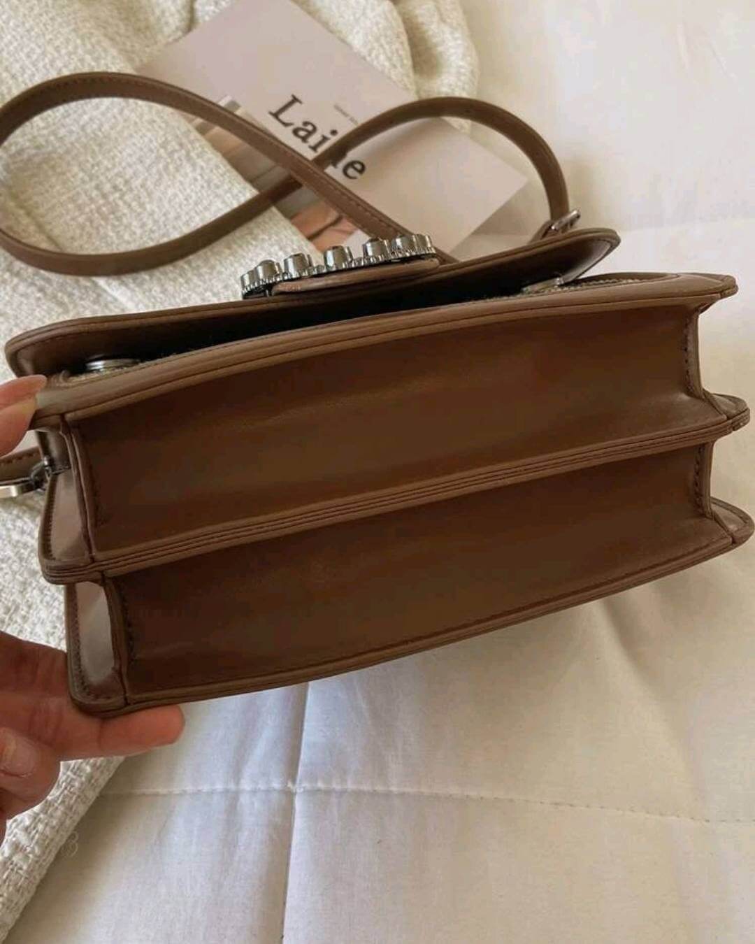 quirky houndstooth metal decor saddle shoulder bag