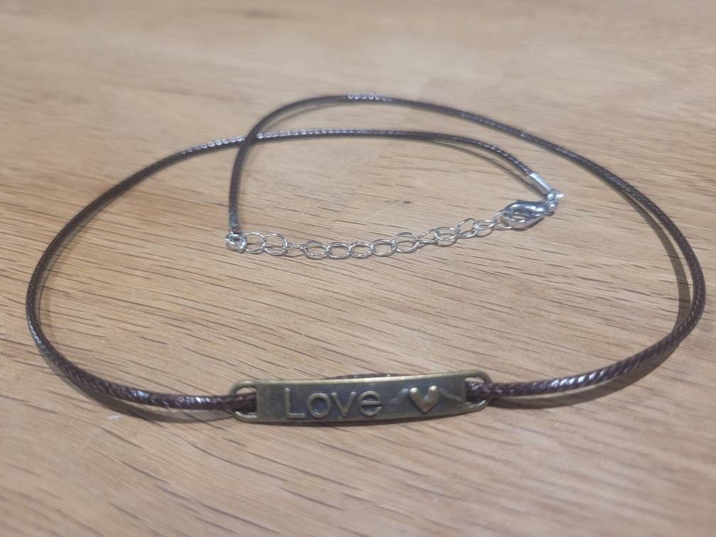 Necklace - bronze love pendant