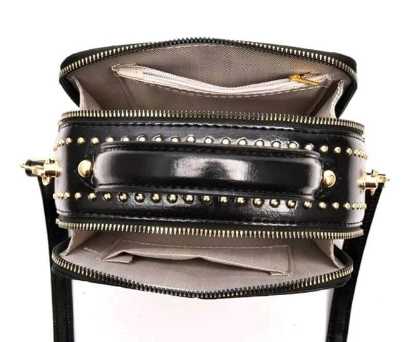 quirky luxury square quilted black leather shoulder handbag