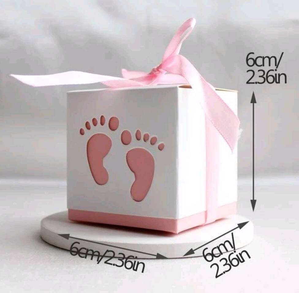 baby shower pink girl feet favour boxes