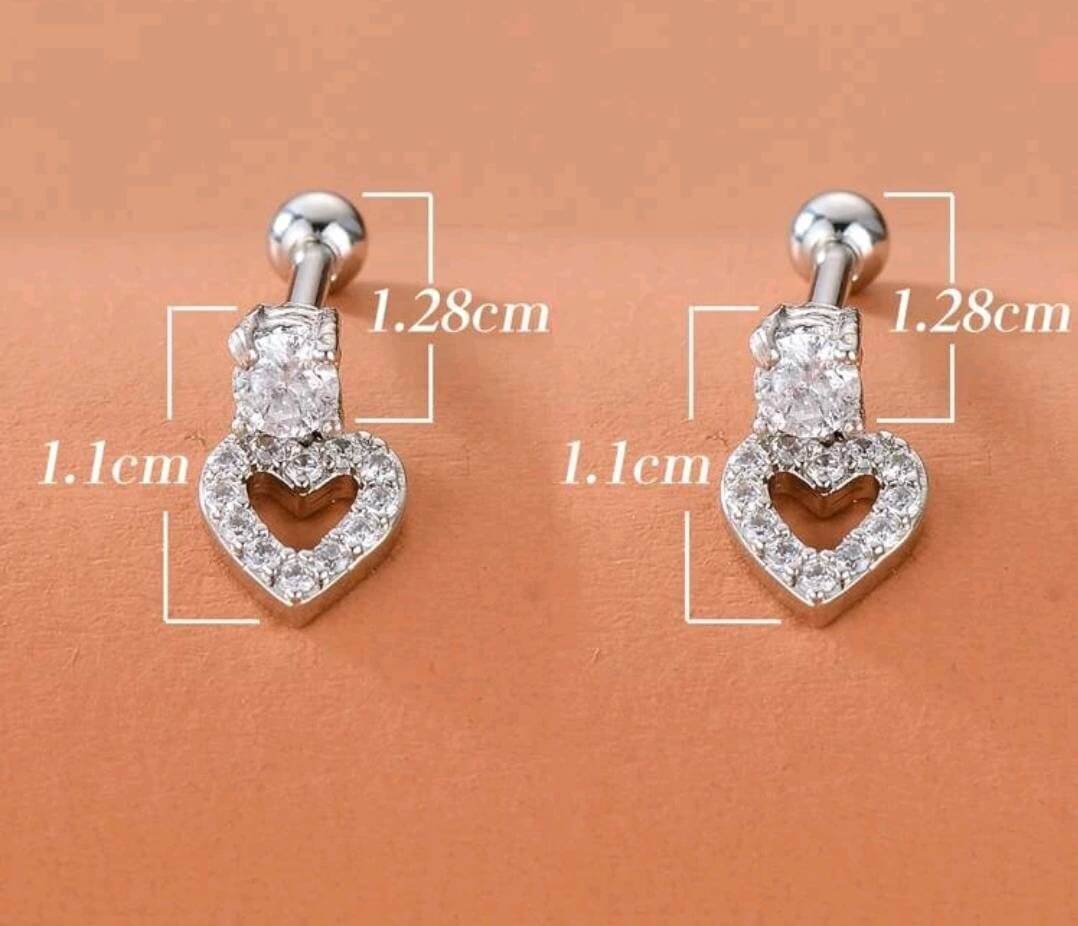 Earrings - silver zircon hearts