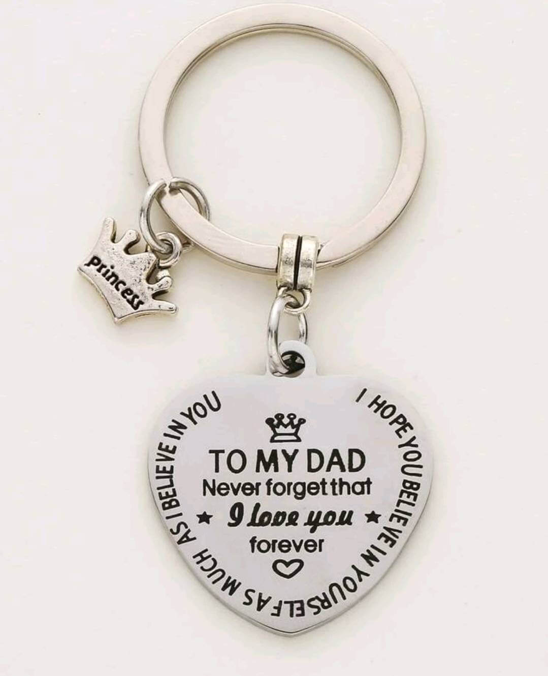 Keyring - dad (with silver heart charm)