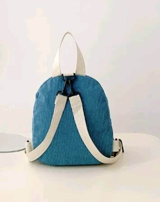 two tone blue white mini corduroy backpack